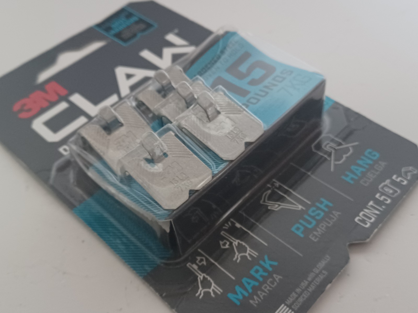 3M CLAW Drywall Picture Hanger Wall Hook 15lb Pack of 5 No Tools Needed