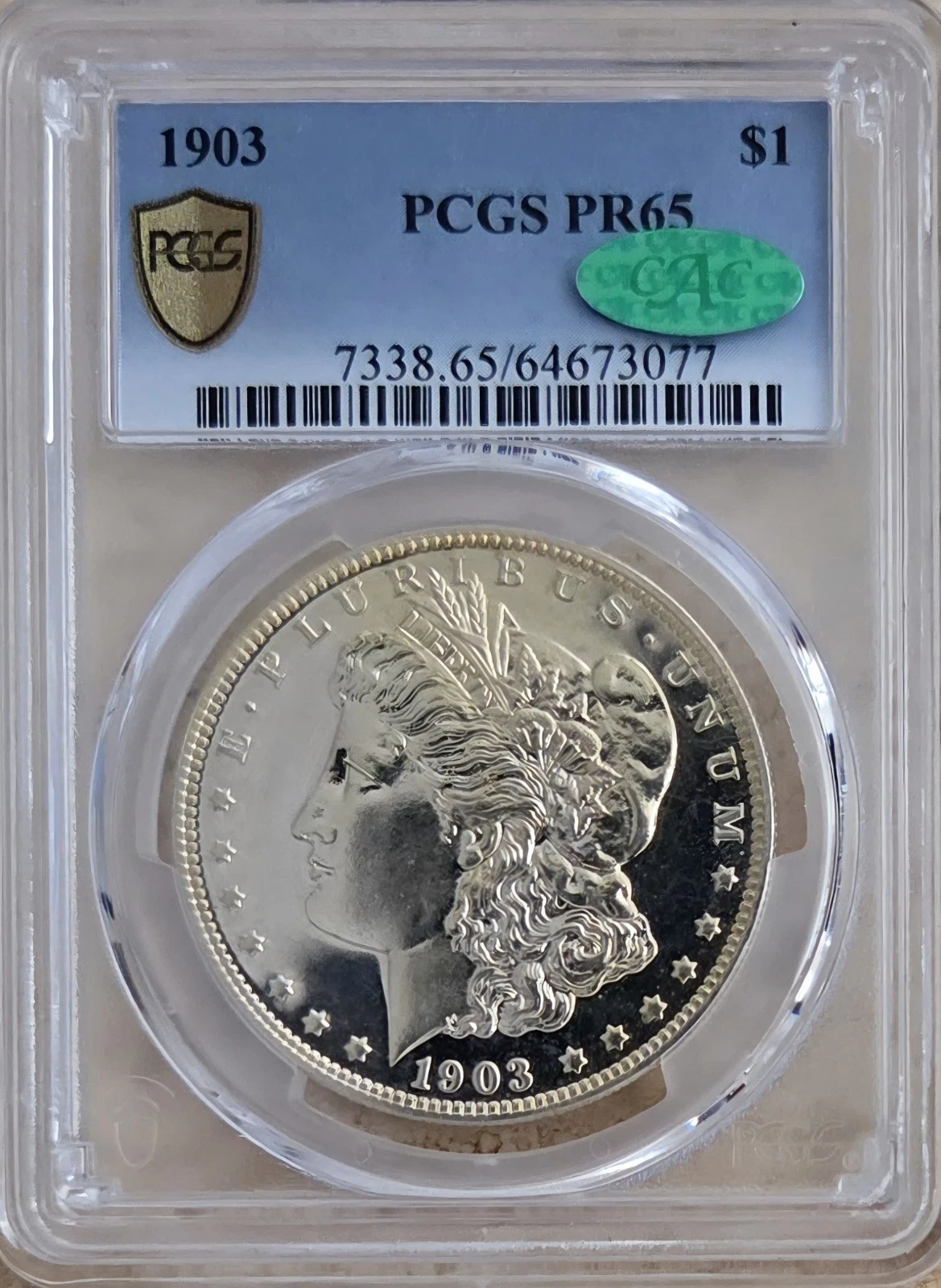 1903 $1 GEM+ PROOF MORGAN DOLLAR PCGS PR-65 CAC APPROVED AND GORGEOUS!