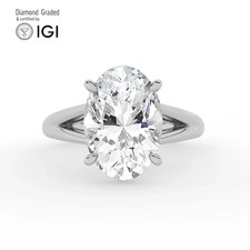 Oval Solitaire Labgrown Diamond Engagement Ring Platinum 3.10 Ct