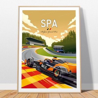 Spa F1 Poster – Oscar Piastri McLaren Racing Wall Art – Belgian GP