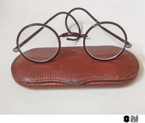Antichi occhiali tondi in celluloide Ottico Garanino Savona 1930s (small) usati - Picture 2 of 9