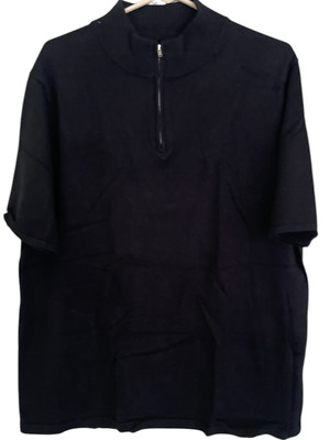 Truth by Republic Sweater Mens XL Black Slim Fit Quarter Zip Short Sleeve NWT