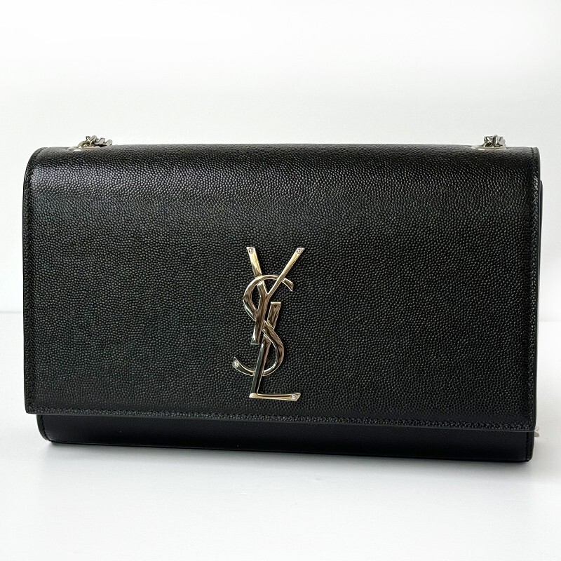 YSL Saint Laurent Sunset Borsa a catena media argento nero 442906 D420N