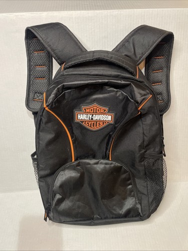Harley Davidson Motor Cycles Backpack Black Canvas Zip Nylon School Travel Bag