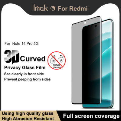 imak For XiaoMi Poco X7 5G, 3D Privacy Anti-Spy Tempered Glass Screen Protector