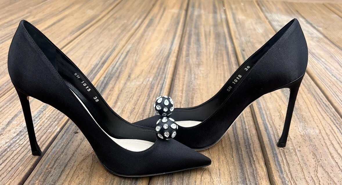 Christian Dior boule disco soie noire talons hauts avec dust bag taille 38