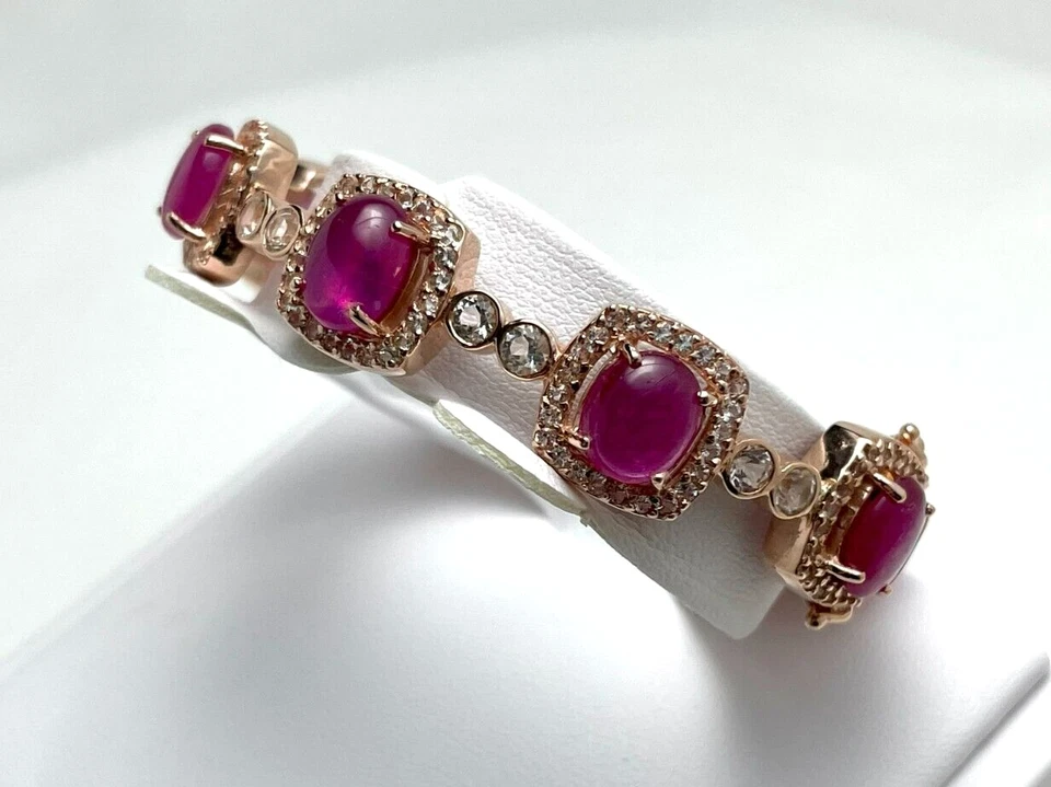Ruby Gemstones Rose Gold Plated Sterling Silver Bangle - Image 4 of 4