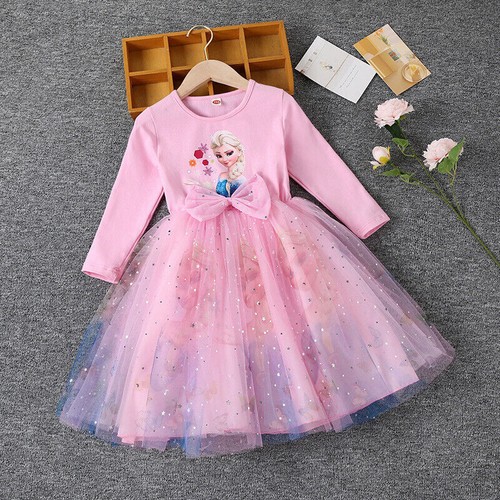 New Kinder Mädchen Cosplay Kleid Langarm Cartoon Prinzessin Anna Elsa Kleid DE - Bild 10 von 14