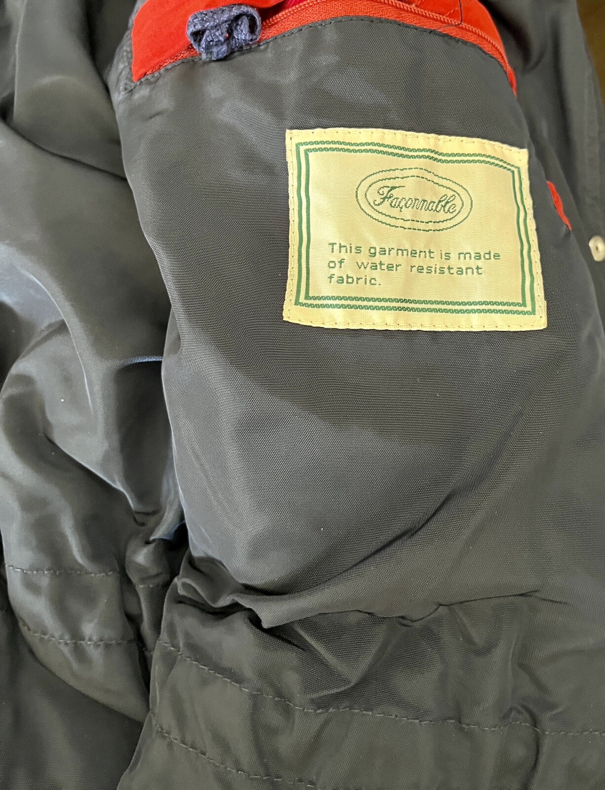 Faconnable Red Water Resistant Drawstring Hooded … - image 5