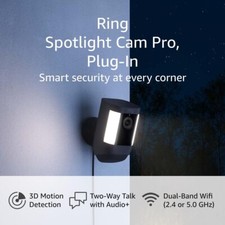 Ring Spotlight Cam PRO Plug-In, 2-Way Talk, Night Vision, Security Siren, Black
