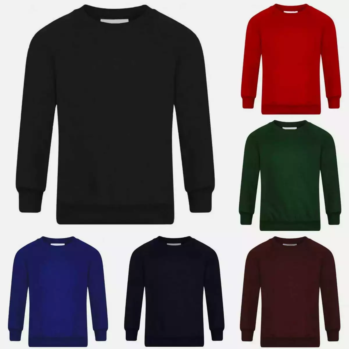 Unisex Girls Boys Kids fleece Jumper Sweatshirt Crew Round Neck School Uniform