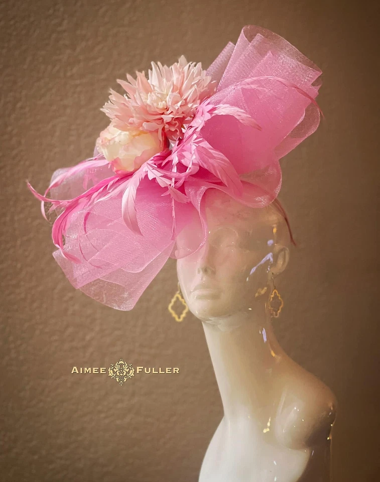 Sombrero Derby Kentucky Rosa Amarillo Royal Ascot Fascinator Del Mar Sombreros de Pascua Foto 4 de 4