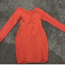 Celeb Boutique (house Of Cb) Red Dress Size Medium Red With Lace Inserts 