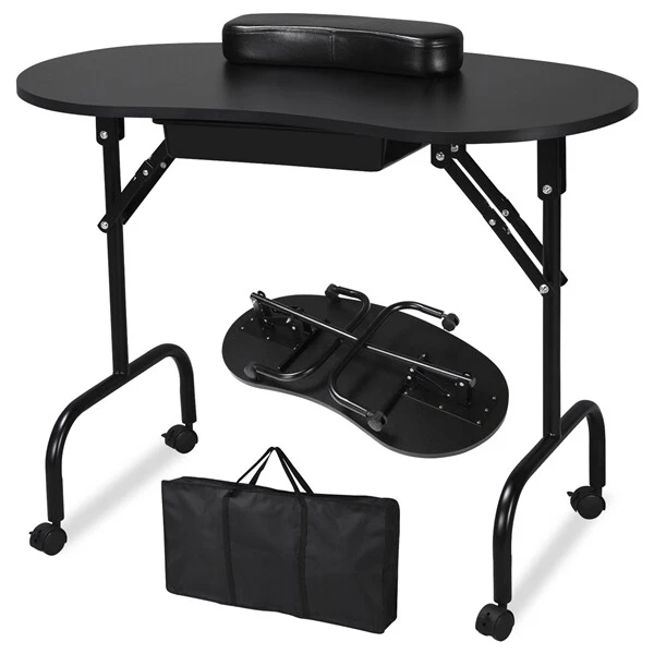 UKSURPLUS365 Folding Manicure Nail Table Nail Beauty Technician Desk Art Workstation With Bag