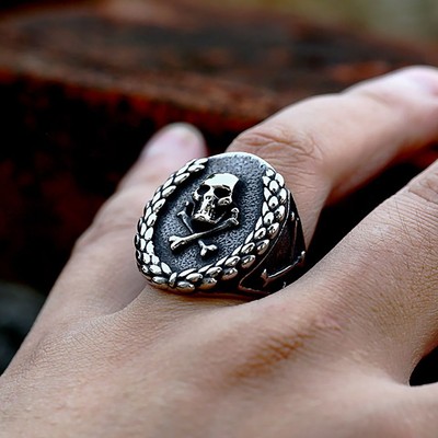 Vampire Skull Rings Gothic Stainless Steel Crossbones Rings Men