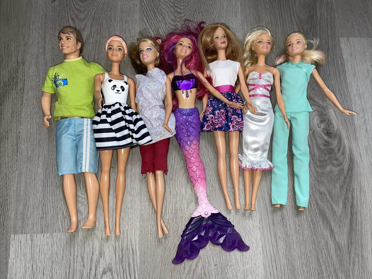 Barbies Doll MIXED LOT MATTEL BARBIE & Boy DOLLS LOT OF 7 Mermaid Nurse  Color Re