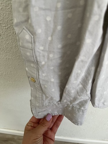 Merona Man Gray/White Poko Dots 100% Cotton Button Down Shirt Size Small - Picture 5 of 6