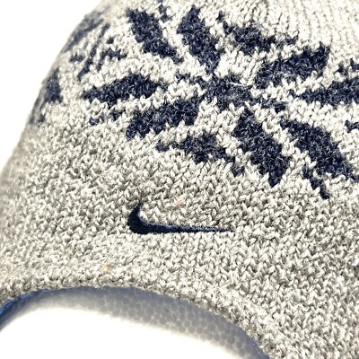 Nike Team Winter Beanie Hat UNC TarHeels Pom Tassels Waffle Interior Snowflake Nike Team Winter Beanie Hat UNC TarHeels Pom Tassels Waffle  main image 4