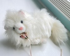 "Juguetes de peluche de angora persa blanco gato gatito arco rosa 11"" de la suerte"