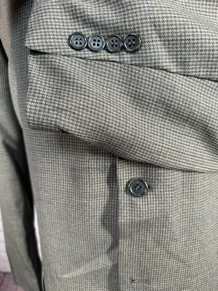 JOSEPH & FEISS Mens Brown HOUNDSTOOTH CHECK Sport Coat Blazer Jacket SIZE 46L - Image 3 of 4