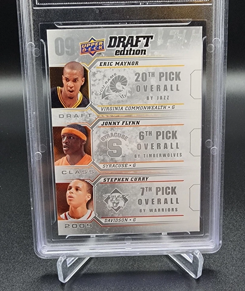 Steph Curry RC 2009 Upper Deck Draft Edition Jonny Flynn Eric Maynor GMA 8.5 - Image 2 of 4