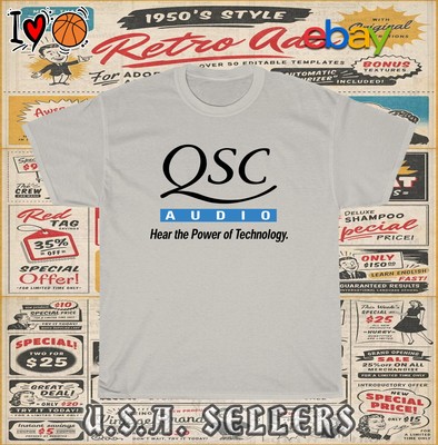 QSC Audio Hear The Power of Technology Men's T-Shirt American Tee shirt men