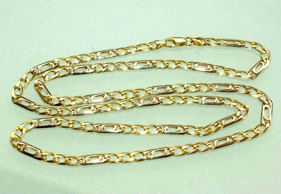 4,5 mm Halskette 750 Gelbgold Weißgold 18 KT Gold Kette Herren 66 cm (22,9g)👍 - Bild 1 von 4