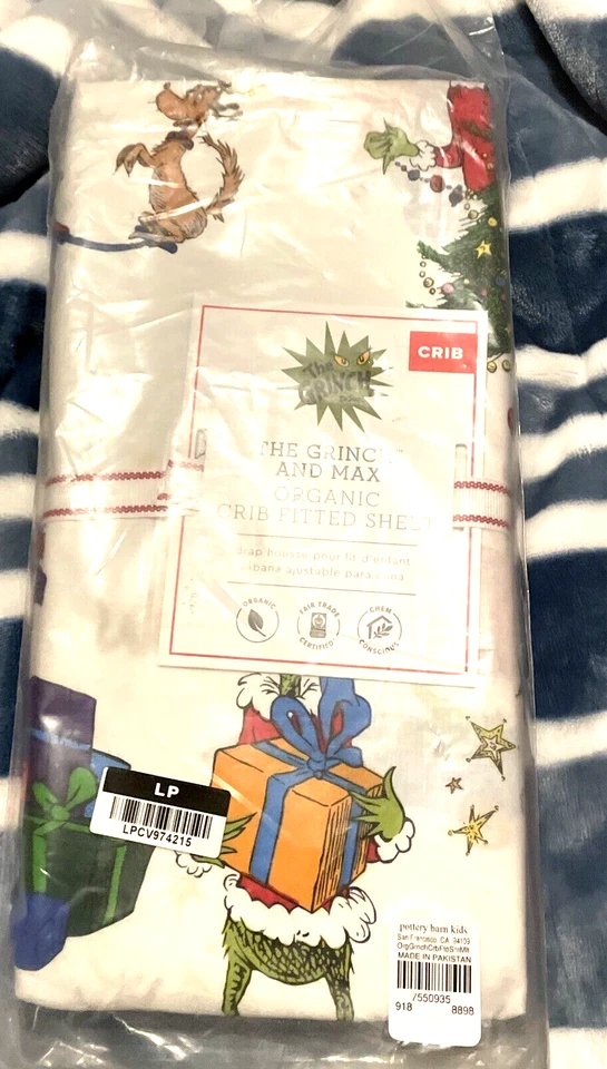 Disney Pottery Barn GRINCH CRIB TODDLER bed SHEET holiday Christmas gift Seuss - - Image 3 of 4