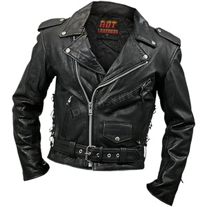 Hot Leathers Classic Leather Motorcycle Jacket - Black ( Mens - 46 ) JKM1002-46 | eBay