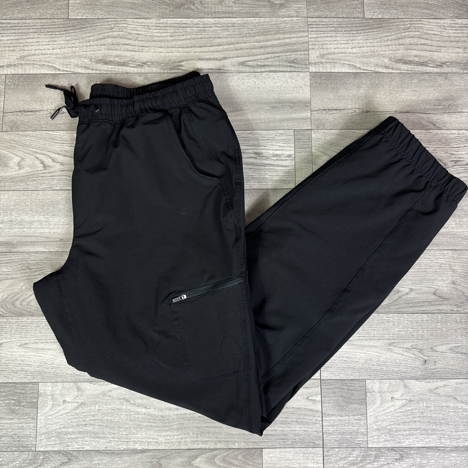 Women's Eddie Bauer Black Fleece Lined Stretch Pull On Jogger Polar Pants sz 12