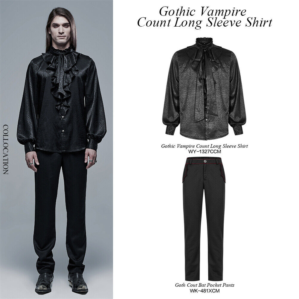 Punk Rave Gothic Vintage Vampire Count Long Sleeve Shirt