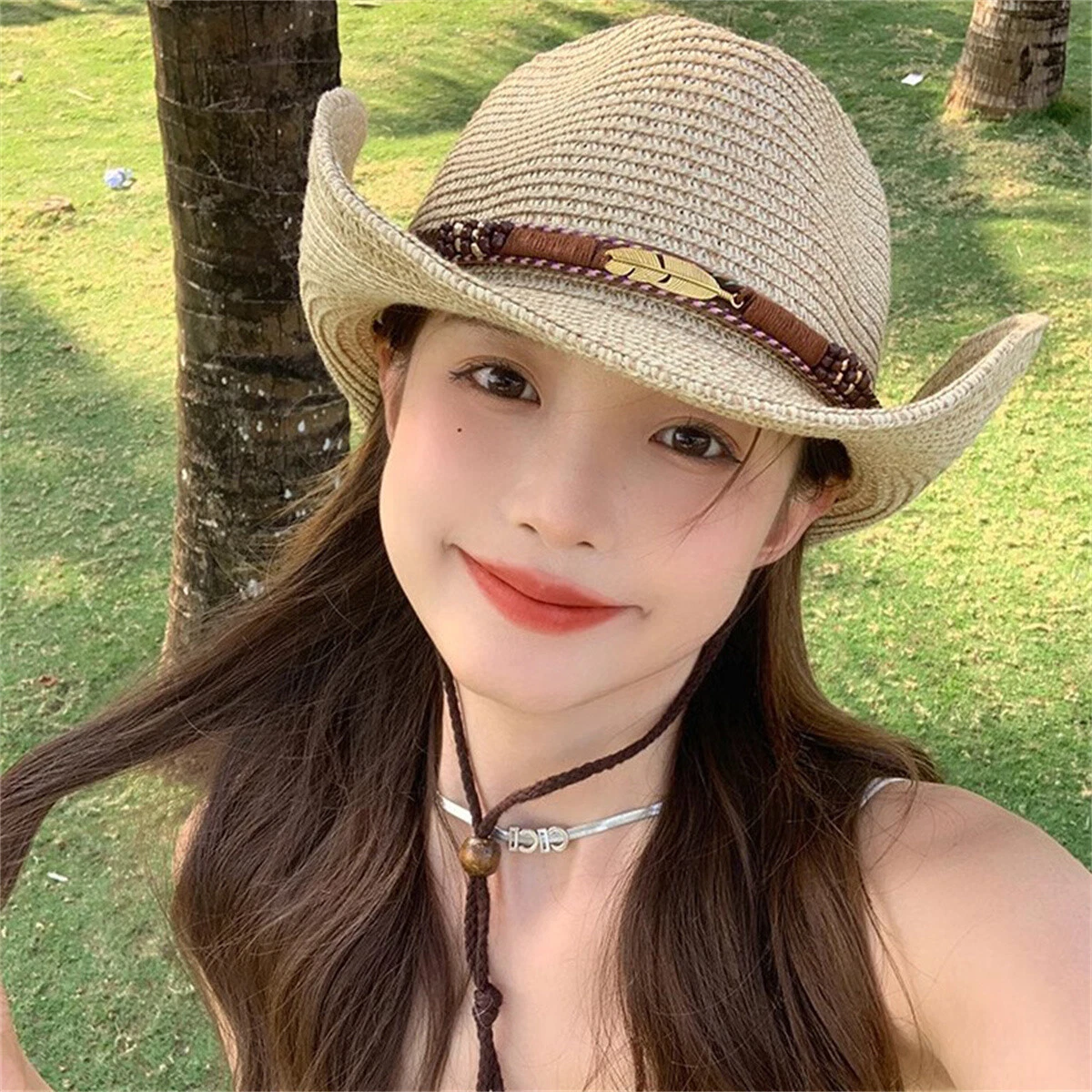 Men Women Straw Cowboy Hat Cowboy Hat Straw Sun Hat Beach Outdoor Sun Hat
