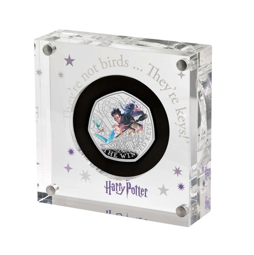 Harry Potter 50p Coin 2024 Silver Proof Coloured the Winged Keys