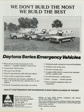 1983 Daytona Series Emergency Vehicles Ambulance Siren Oxygen Vintage Print Ad