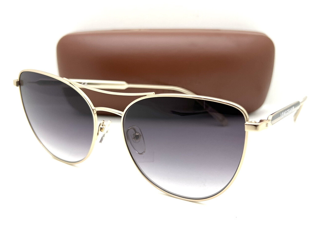 Longchamp LO134S 714 Sunglasses Women\'s Gold/Smoke Lenses Pilot Brand New LONGCHAMP Sunglasses LO134S 43028 714 Gold Gray  main image 3