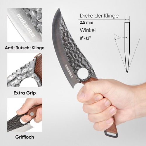 Matsato Kochmesser, Japanisches Küchenmesser Set mit Premium Lederscheide - Bild 7 von 13