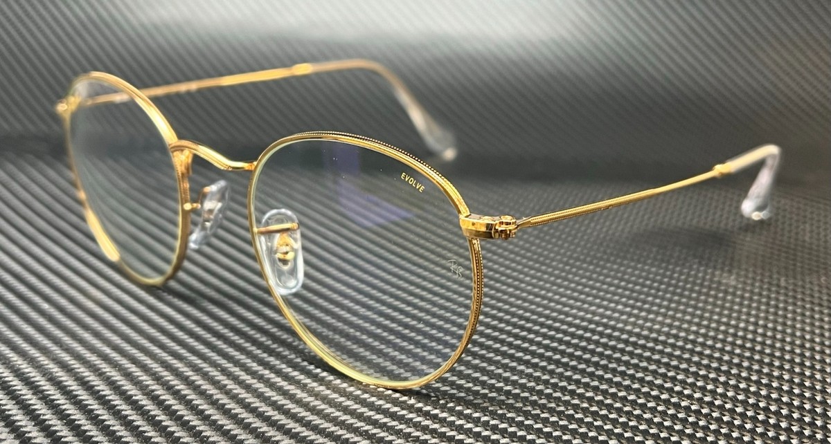 Ray-Ban Gold Round Blue Light Sunglasses RB 3447 9196/bl 50mm With