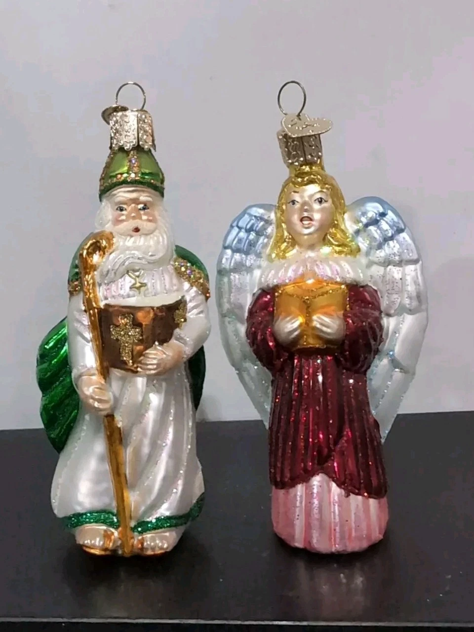 Religious & Angel   Old World Christmas OWC Set of 2 Glass Ornaments