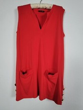 Lauren Ralph Lauren Red Sleeveless Cover Up Tunic Dress w/ Side Button Pockets