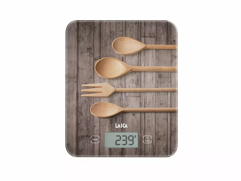 Bilancia Pesa Digitale LAICA Slide da Cucina in Vetro 10 Kg Fantasia Mestoli, fotografia 5 di 8