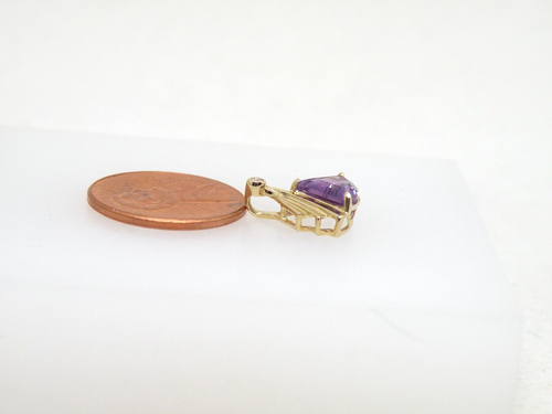 Authentic 14k Yellow Gold, Trillion shape Amethyst, Pendant NEW - Picture 9 of 10