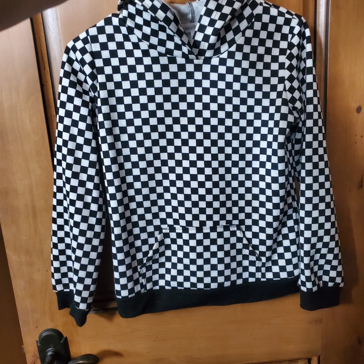 FULL TILT Checkered Hoodie Black & White Checkerboard Sweatshirt