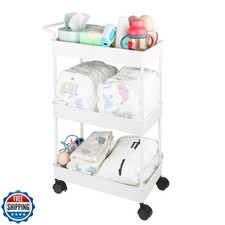 Volnamal Baby Diaper Caddy, Plastic Movable Cart for Newborn Nursery Essentia