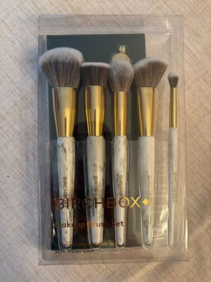 Birchbox Makeup Brush Set, 5 Brushes And Travel Case