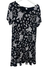 Old Navy Women's L Black Floral A-Line T-Shirt Dress Short Sleeve