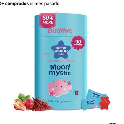 BudLive Mood Support Sugar-Free Saffron & GABA Gummies Kids Strawberry 90 Count