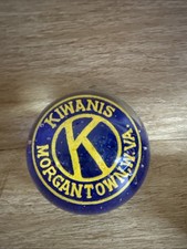 VTG 70's Kiwanis Club Morgantown W. Va. Controlled Bubble Art Glass Paperweight