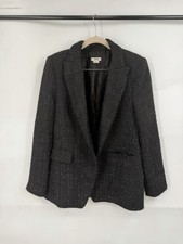 Jason Wu Sparkle Tweed Blazer Women Small Black Metallic Jacket Chic Elegant
