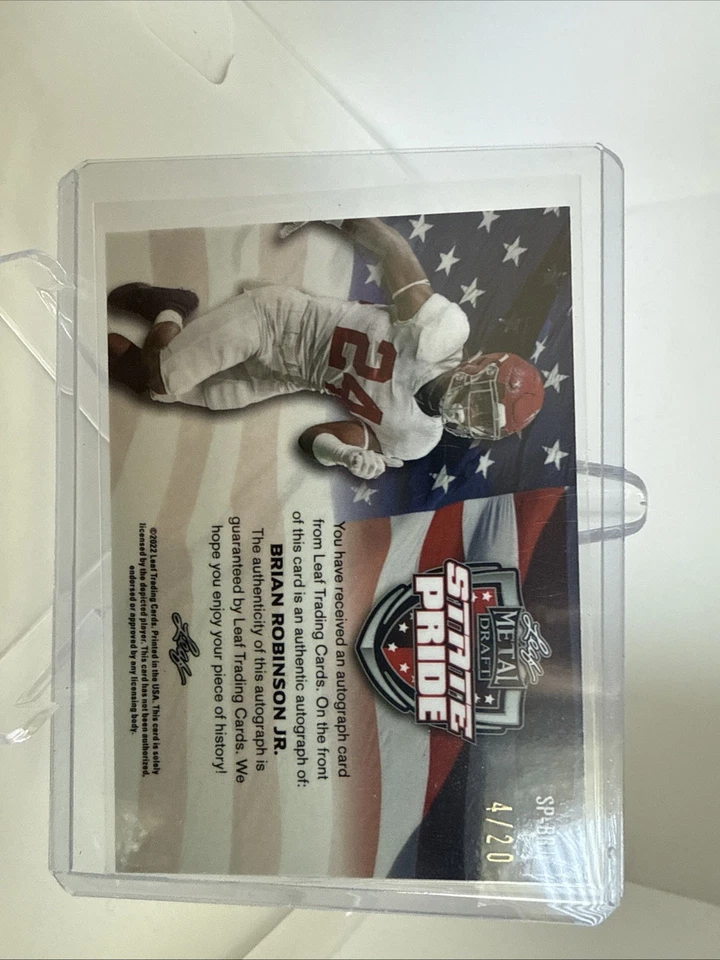 2022 Leaf Metal Draft State Pride Blue Brian Robinson Jr. Auto /20 Alabama - Image 2 of 4