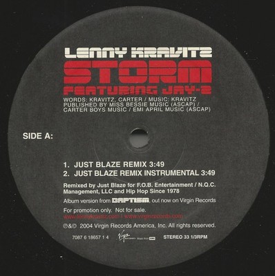Lenny Kravitz Featuring Jay-Z, Storm, (12'', Promo), NM or M-, 4086457186